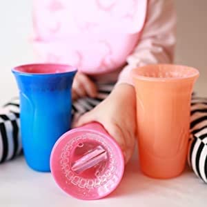 Nuby No Spill Edge 360 10 oz Cup with Silicone Rim, 2 Pack