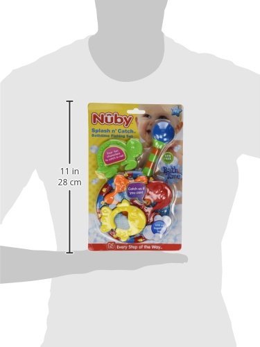 Nuby Splash n' Catch Bath Time Fishing Set, Includes Four Link Toys, 5"