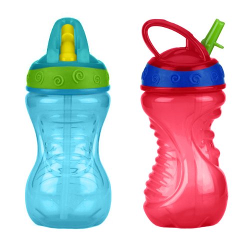 Nuby 2 Count Flip and Tip Hard Straw Cup, 10 Ounce