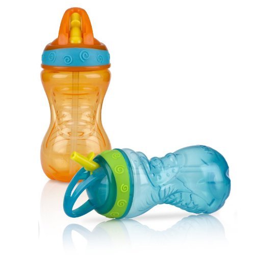 Nuby 2 Count Flip and Tip Hard Straw Cup, 10 Ounce