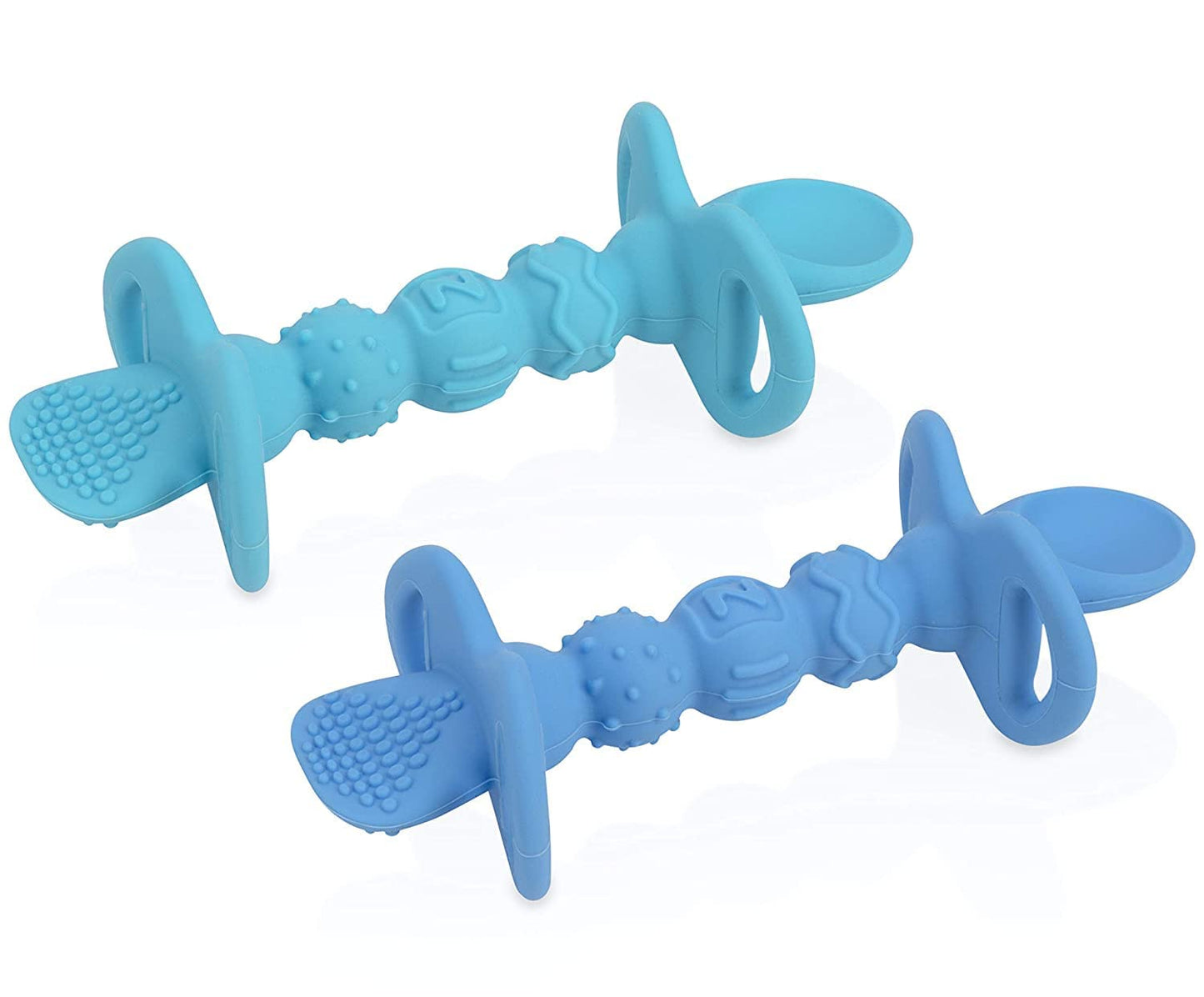 Nuby Dipeez 2 in 1 Silicone Spoons/Dipper, 2pk, Colors May Vary (Blue/Aqua)