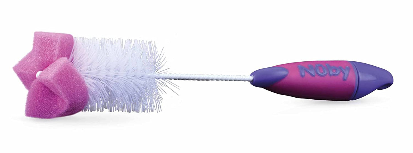 Nuby, Baby Bottle and Nipple Brush with Sponge Tip and Hook Base, Colors May Vary