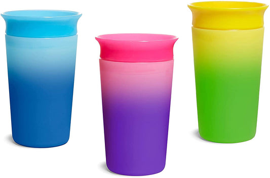 Munchkin Miracle 360 Color Changing Sippy Cup, 9 Oz (3 Pack, Blue/Yellow/Pink)