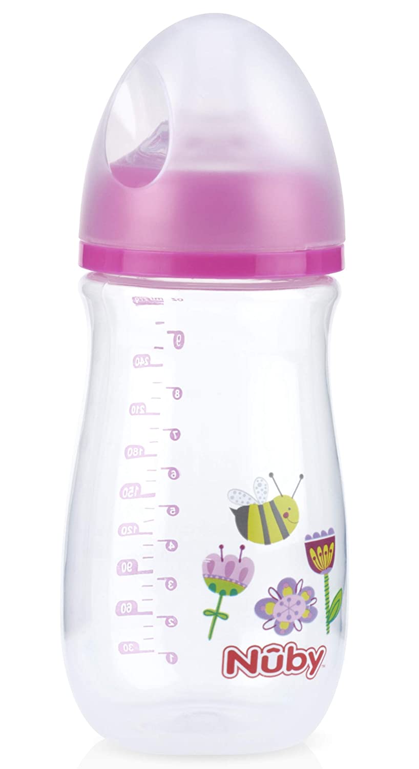 Nuby Tritan Wide Neck Non-Drip Bottles with Anti-Colic Air System: 9oz./ 270 Ml, 3 Pack, 0M+, Multi