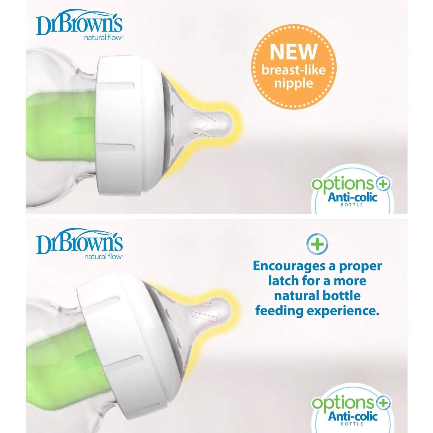 Dr. Brown's Options+ Wide-Neck Baby Bottle Nipple, Level One