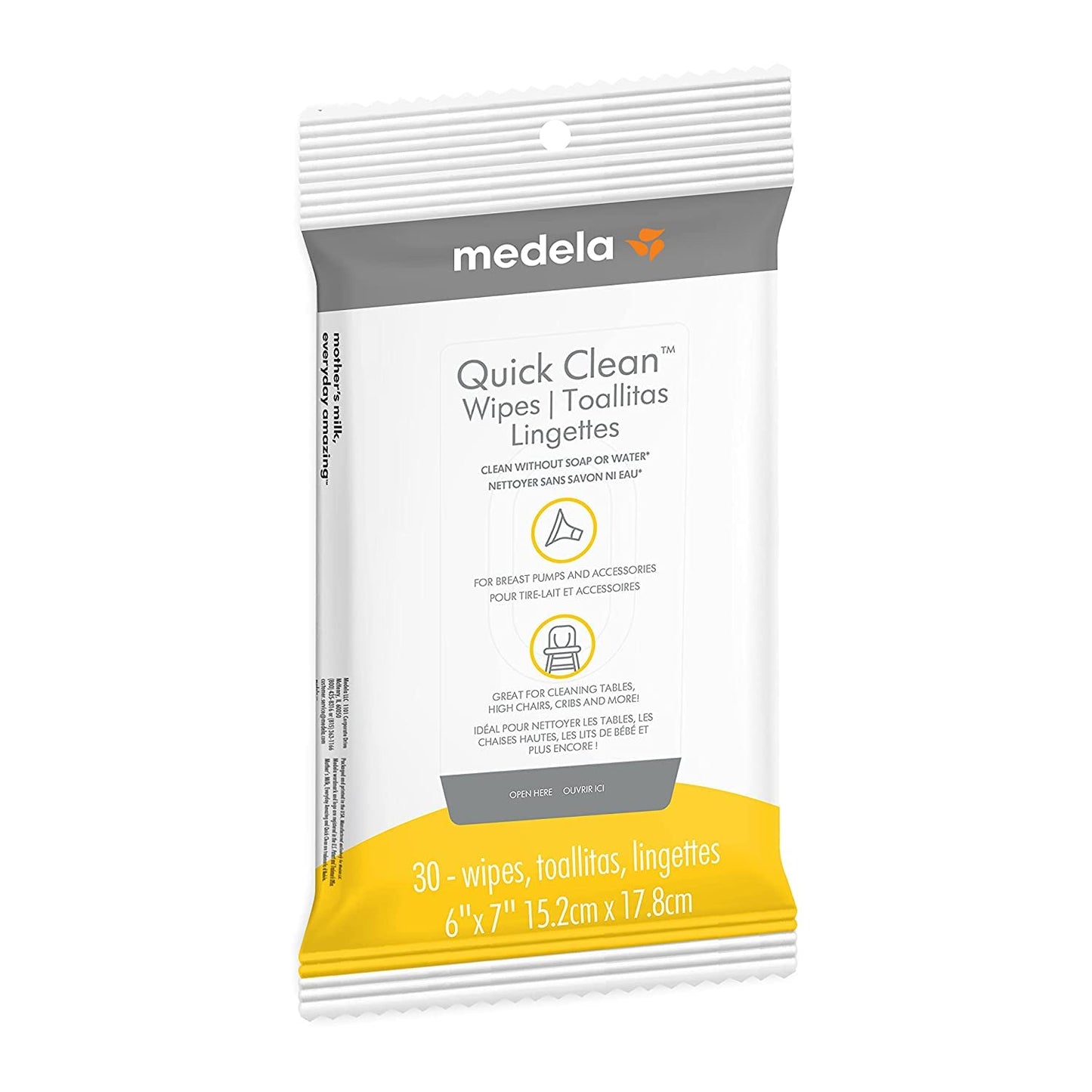 Medela Quick Clean Breast Pump and Accessory Wipes, 72 Wipes Total (3 Packs of 24), Convenient Portable Cleaning, Hygienic Wipes Safe for Cleaning High Chairs, Tables, Cribs and Countertops, 3 Pack