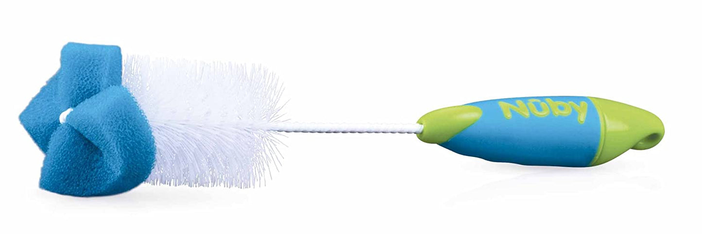 Nuby, Baby Bottle and Nipple Brush with Sponge Tip and Hook Base, Colors May Vary