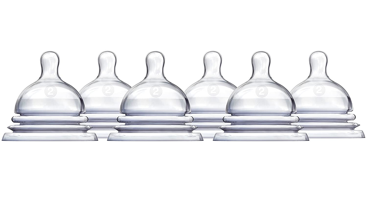 Munchkin Latch Natural Movement Baby Bottle Nipples, 6 Count, Stage 2
