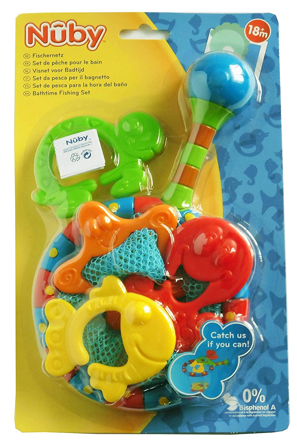 Nuby Splash n' Catch Bath Time Fishing Set, Includes Four Link Toys, 5"