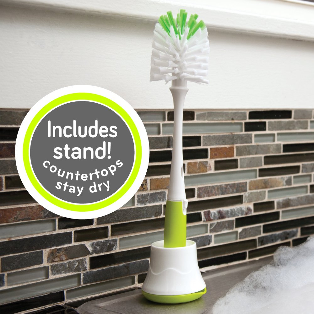 Nuby 2 in 1 Bottle and Nipple Brush with Stand 1pk