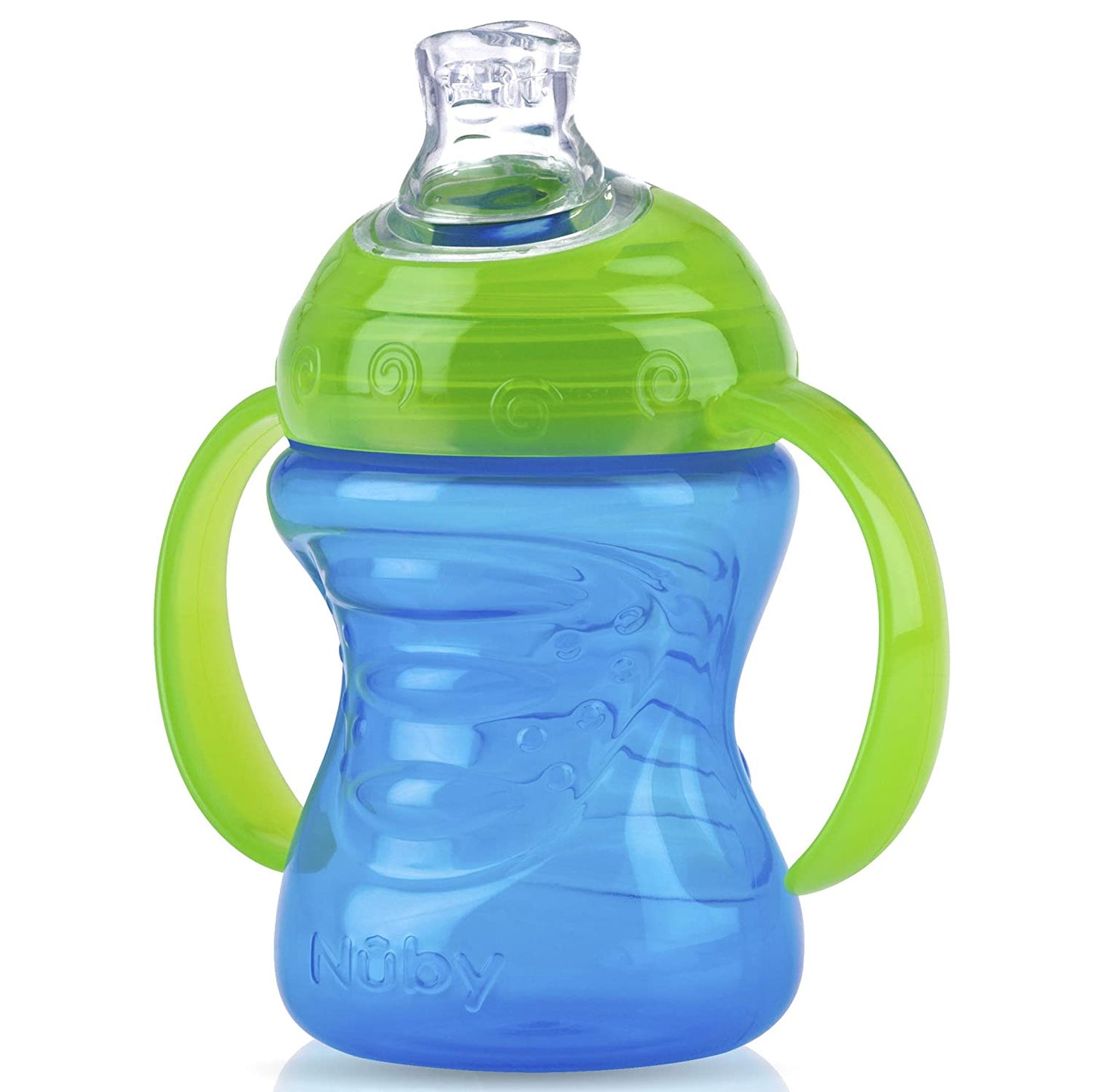 Nuby 2-Pack No-Spill Super Spout Grip N' Sip Cup, Red and Blue
