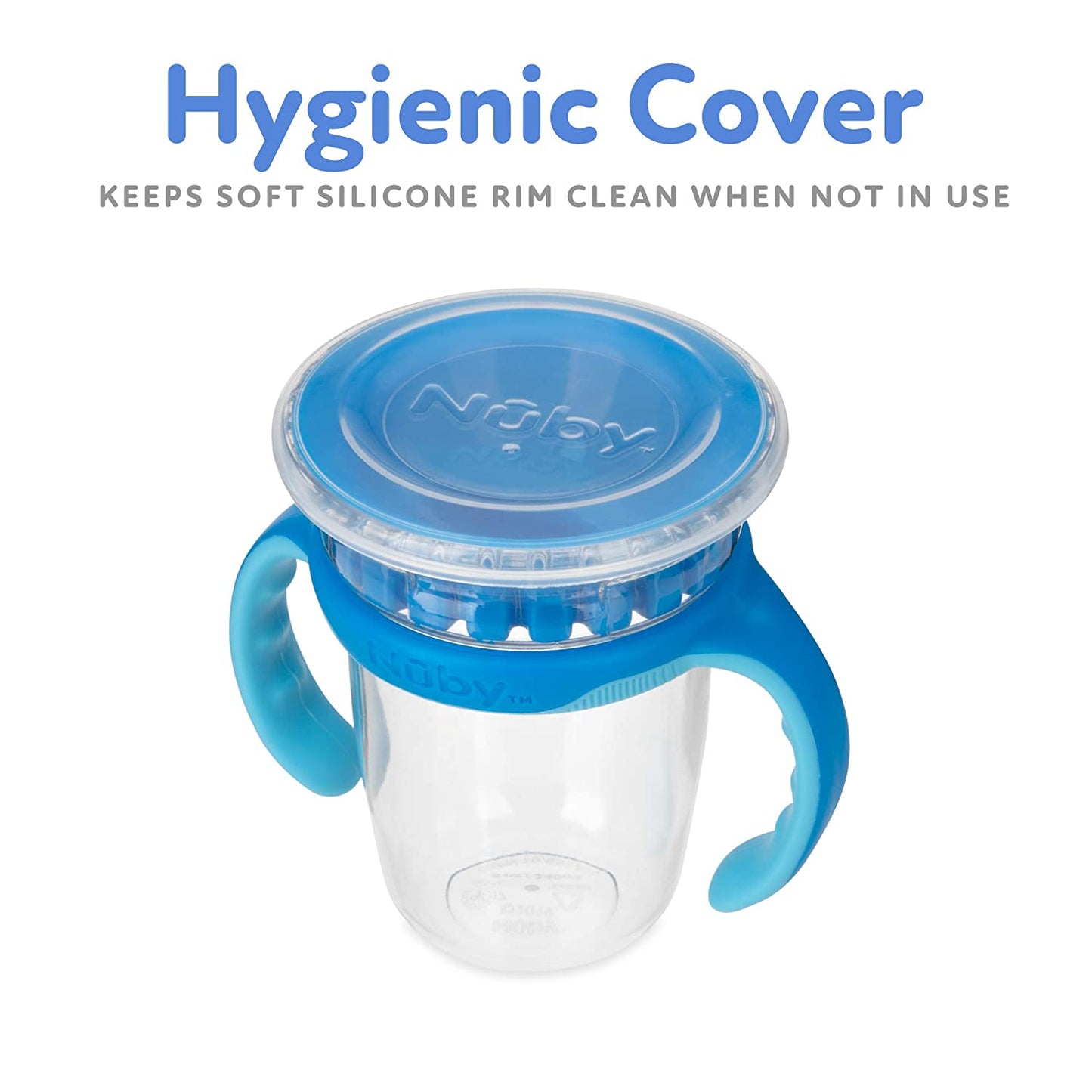 Luv N Care/NUBY Nuby 360 Edge 2 Stage Drinking Rim Cup with Removable Handles & hygienic Cover: 8 Oz/ 240 Ml