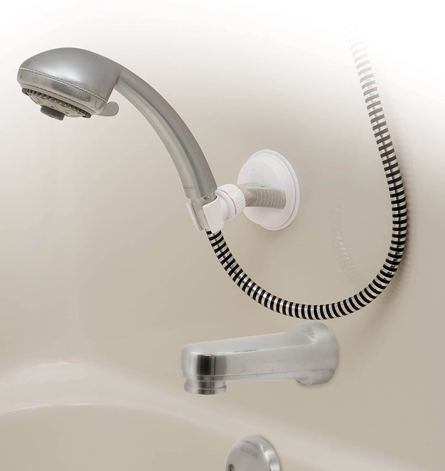 Changing Lifestyles Safe-er-Grip Portable Shower Arm, Contrasted White with gray accents
