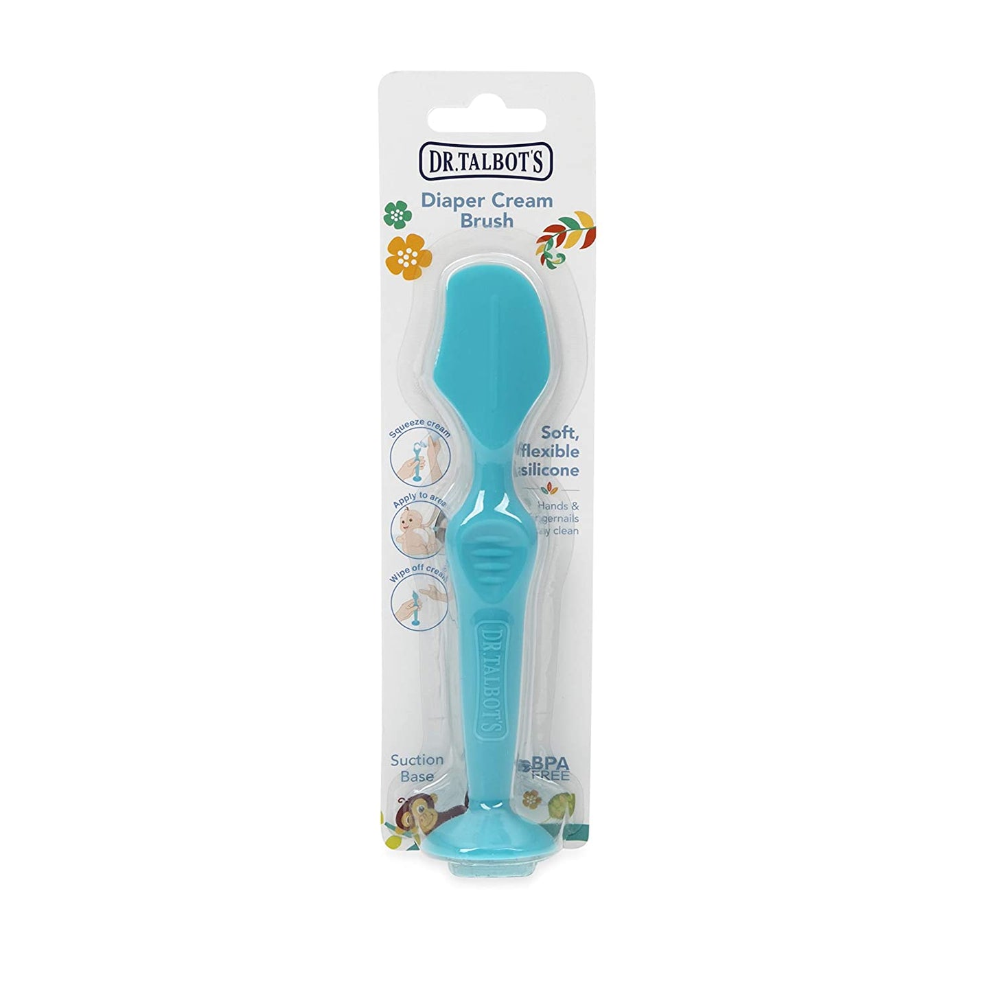 Nuby Silicone Diaper Cream Brush with Suction Base, Aqua