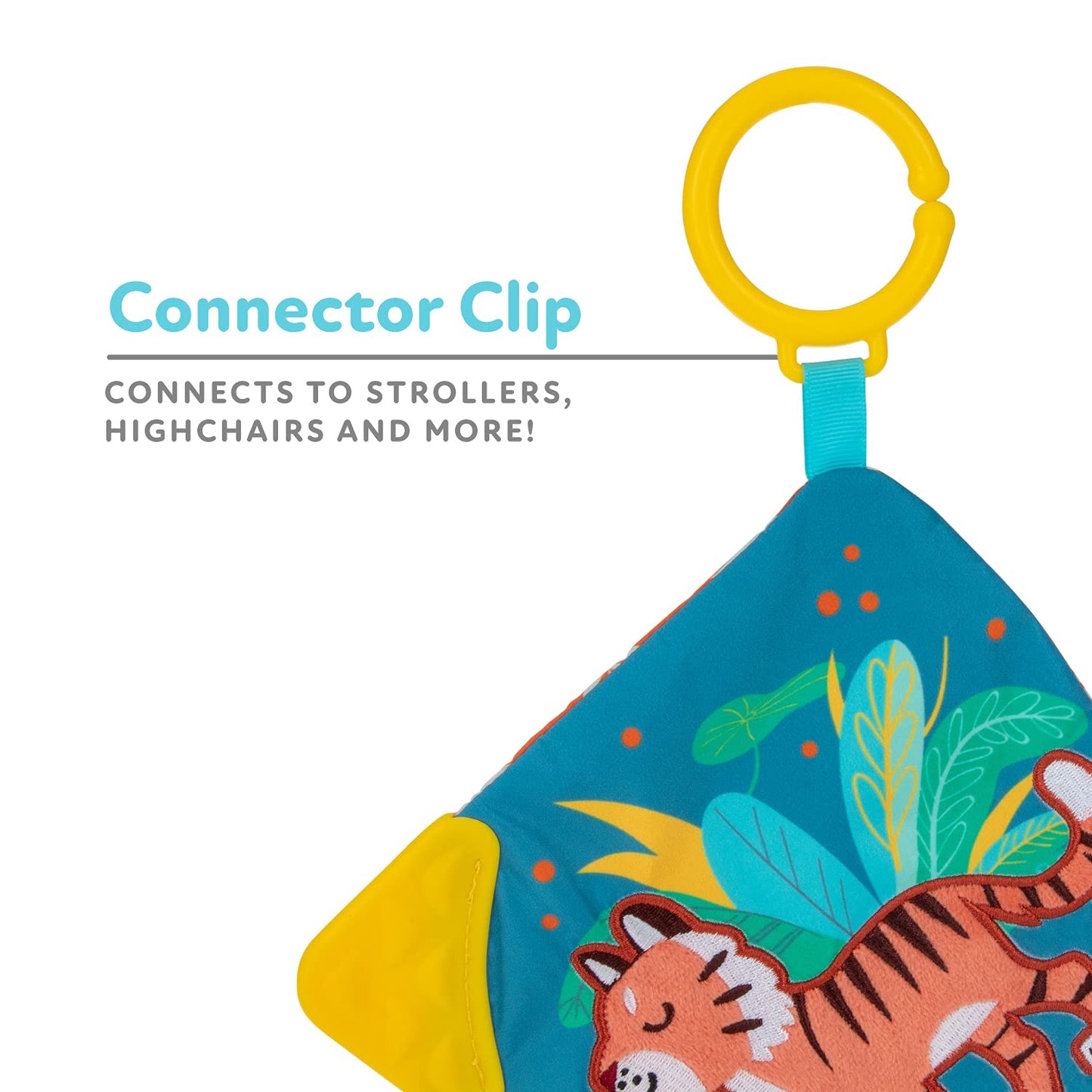 Nuby Plush Tiger Cuddle & Chew Teething Blankie with Squeaker & Connector Clip: 0 M +, Tiger, Multi