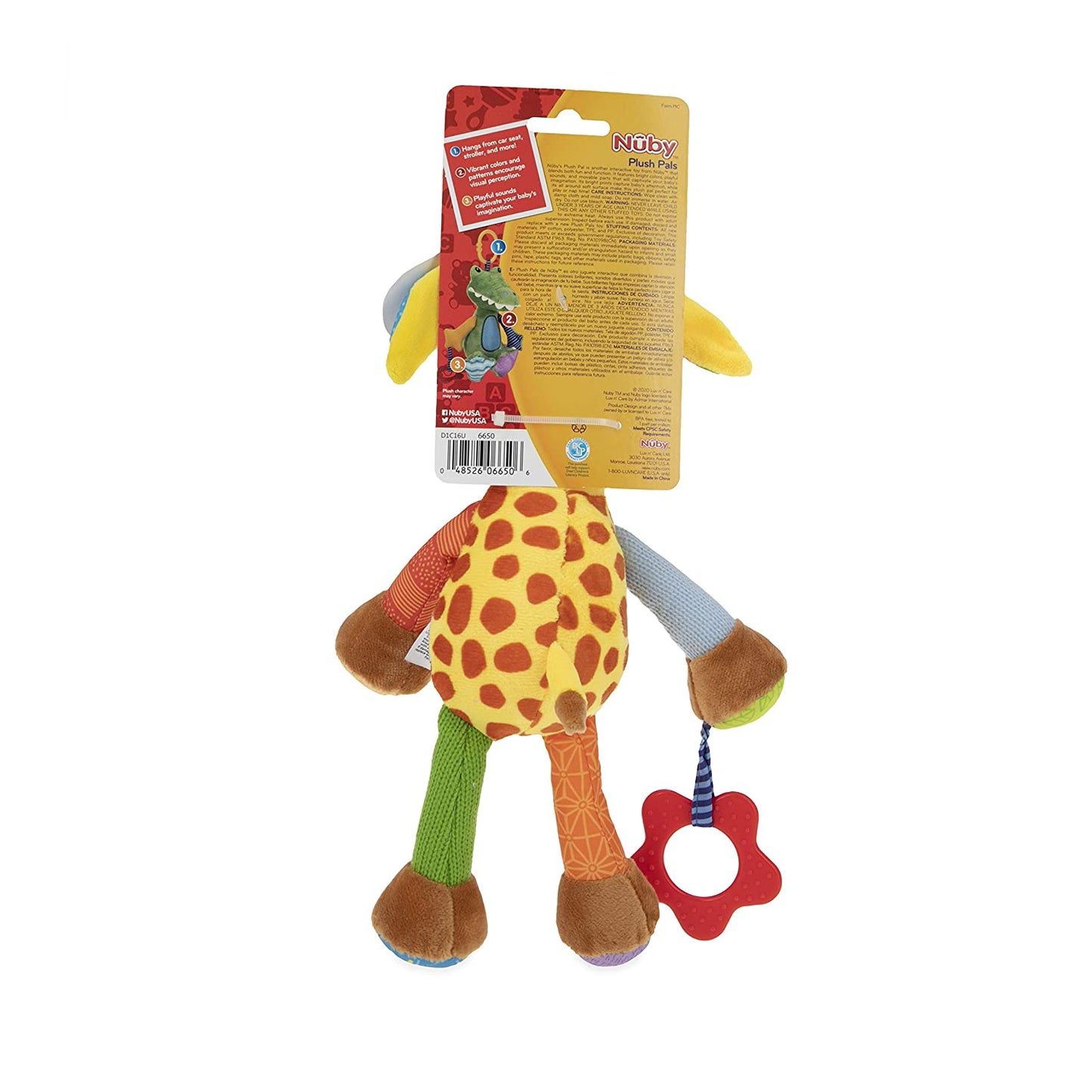 Nuby Interactive Soft Plush Pal Toy- Om+, Characters Vary - Monkey, Elephant, Giraffe