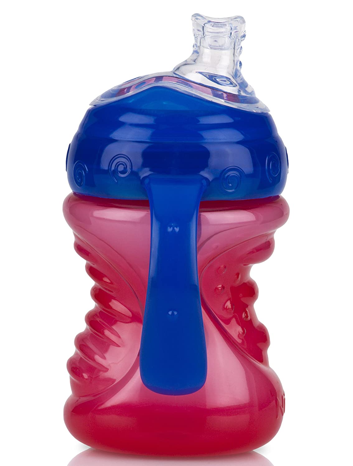 Nuby 2-Pack No-Spill Super Spout Grip N' Sip Cup, Red and Blue