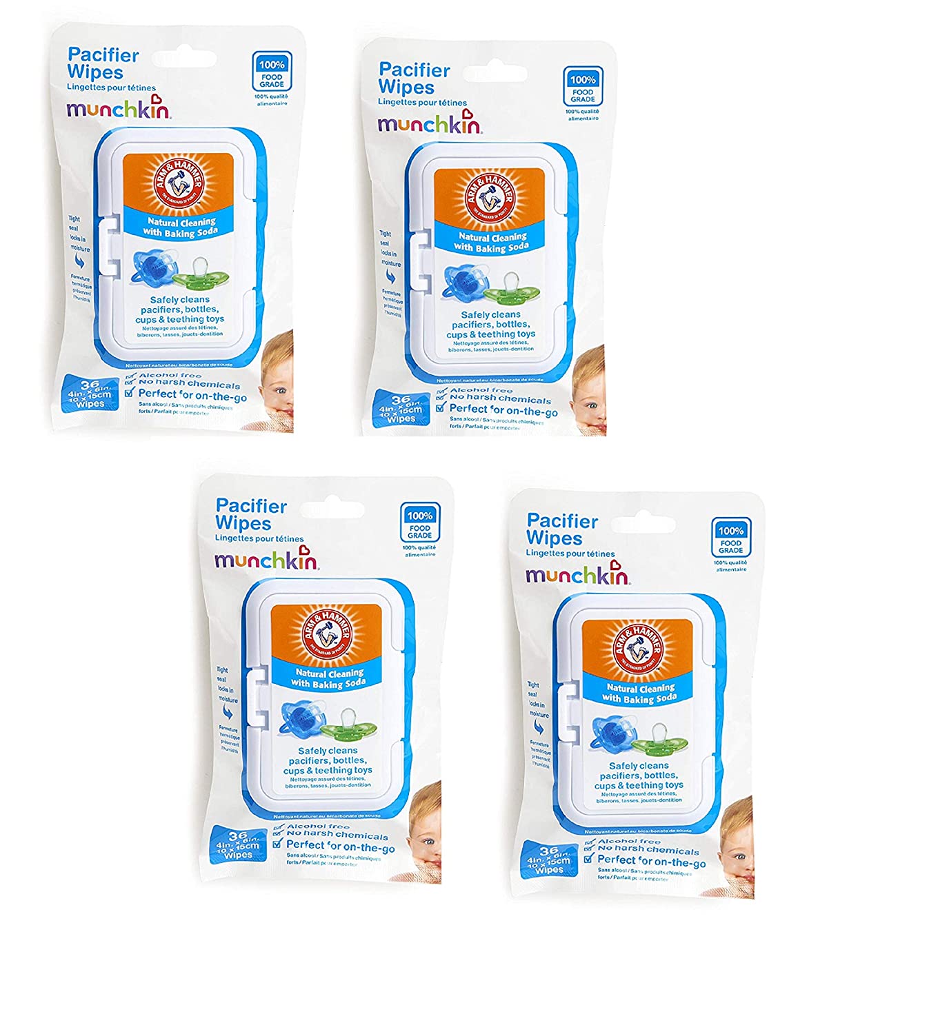 Munchkin Arm and Hammer Pacifier Wipes, White 72 Count