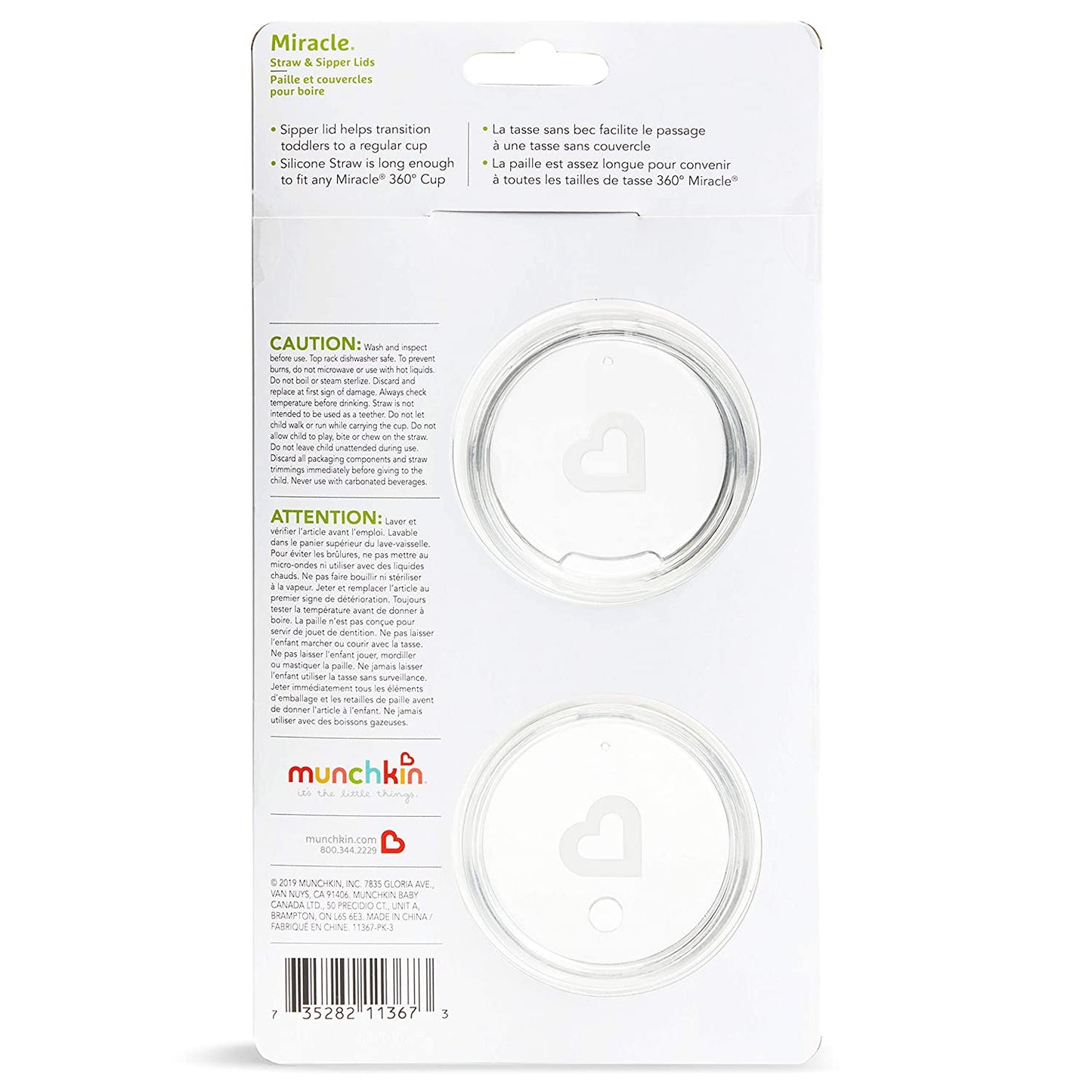 Munchkin Sippy and Straw Lids for Miracle 360 Cups