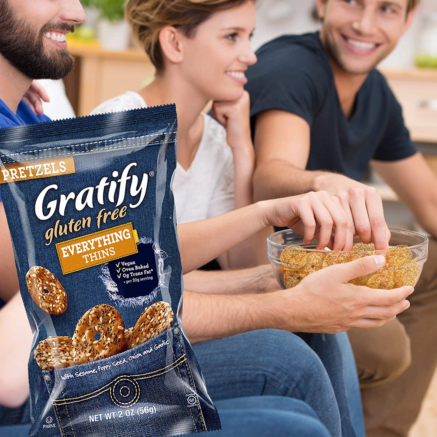 Gratify Gluten Free Everything Thins Pretzels 2 oz | 8 pack