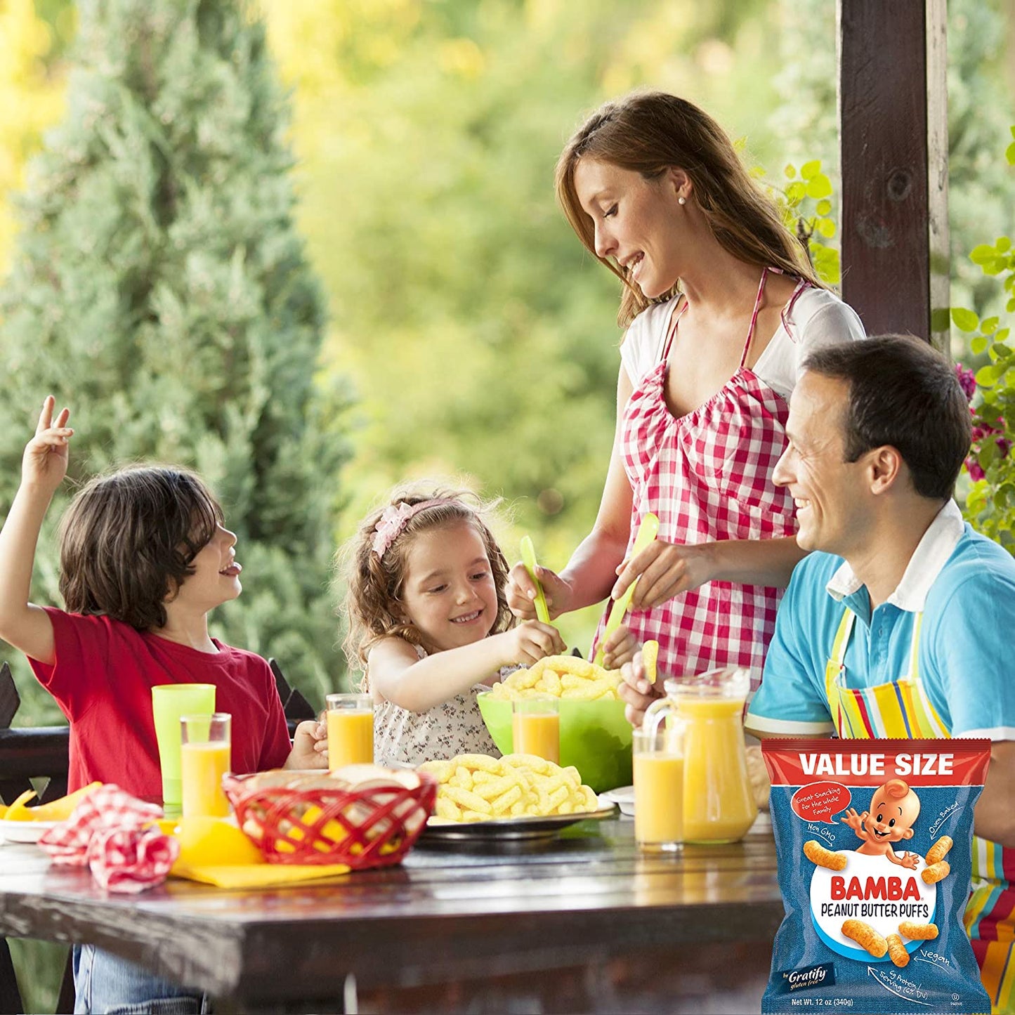 Gratify Bamba Peanut Butter Snacks for Families - All Natural Peanut Butter Puffs Value Size ( 2 pack - 12oz Bags) - Peanut Butter Puffs made with 4 Simple Ingredients. Family Size Bags