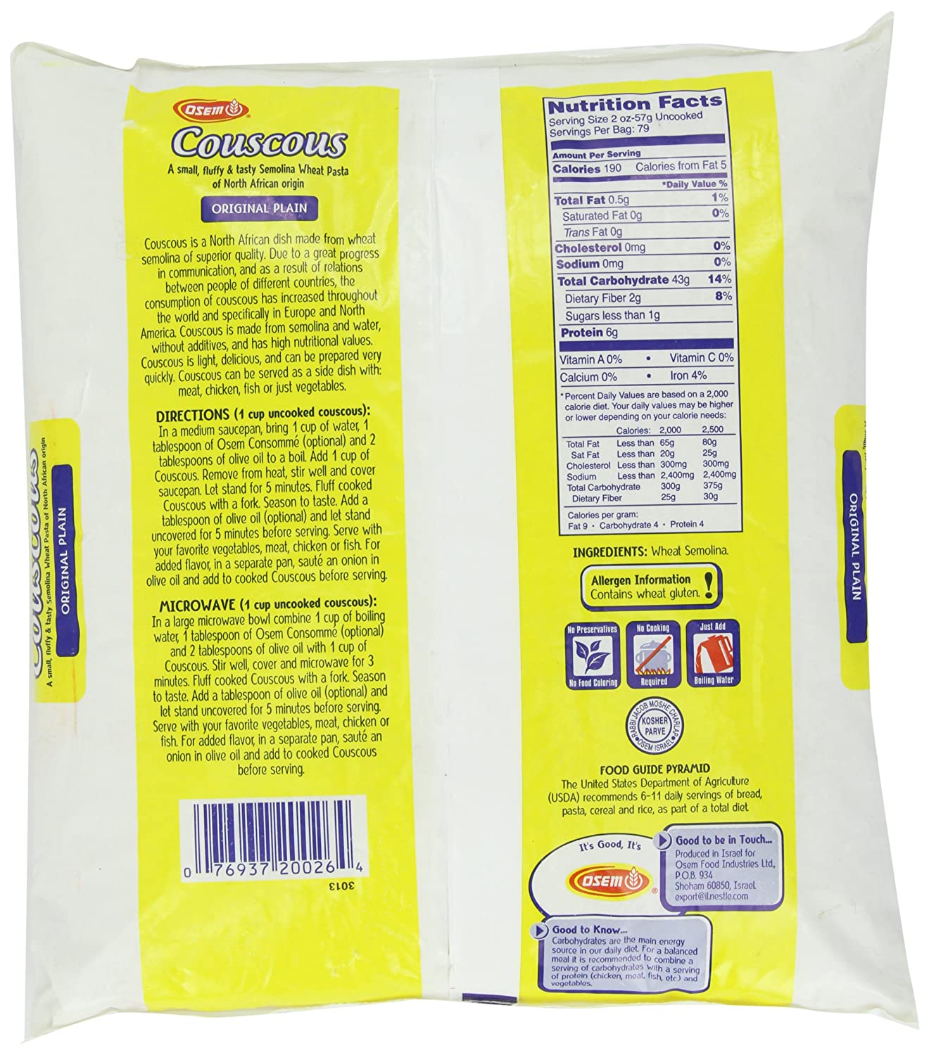 Osem Couscous, Original Plain, 10 Lb