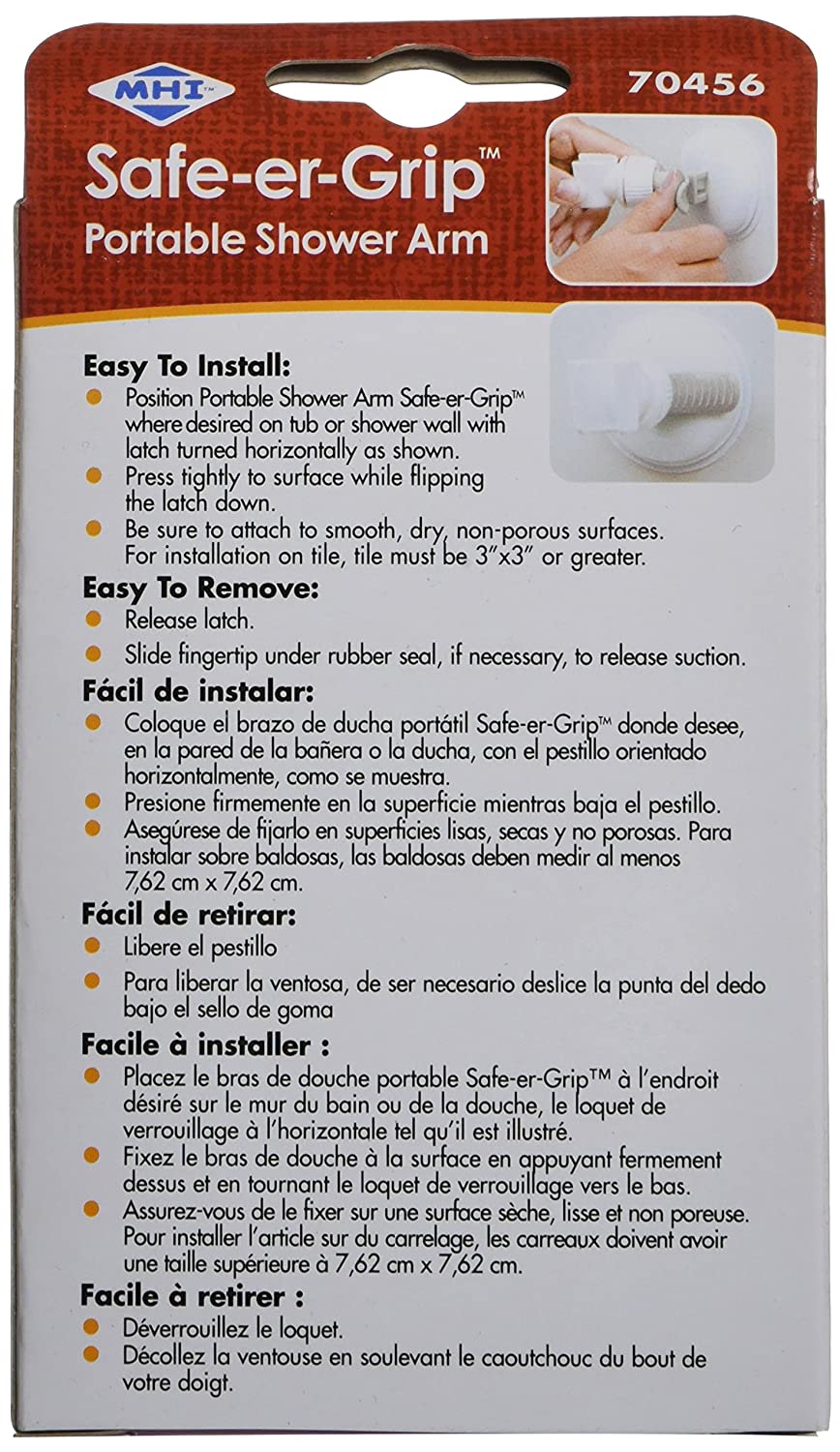 Changing Lifestyles Safe-er-Grip Portable Shower Arm, Contrasted White with gray accents