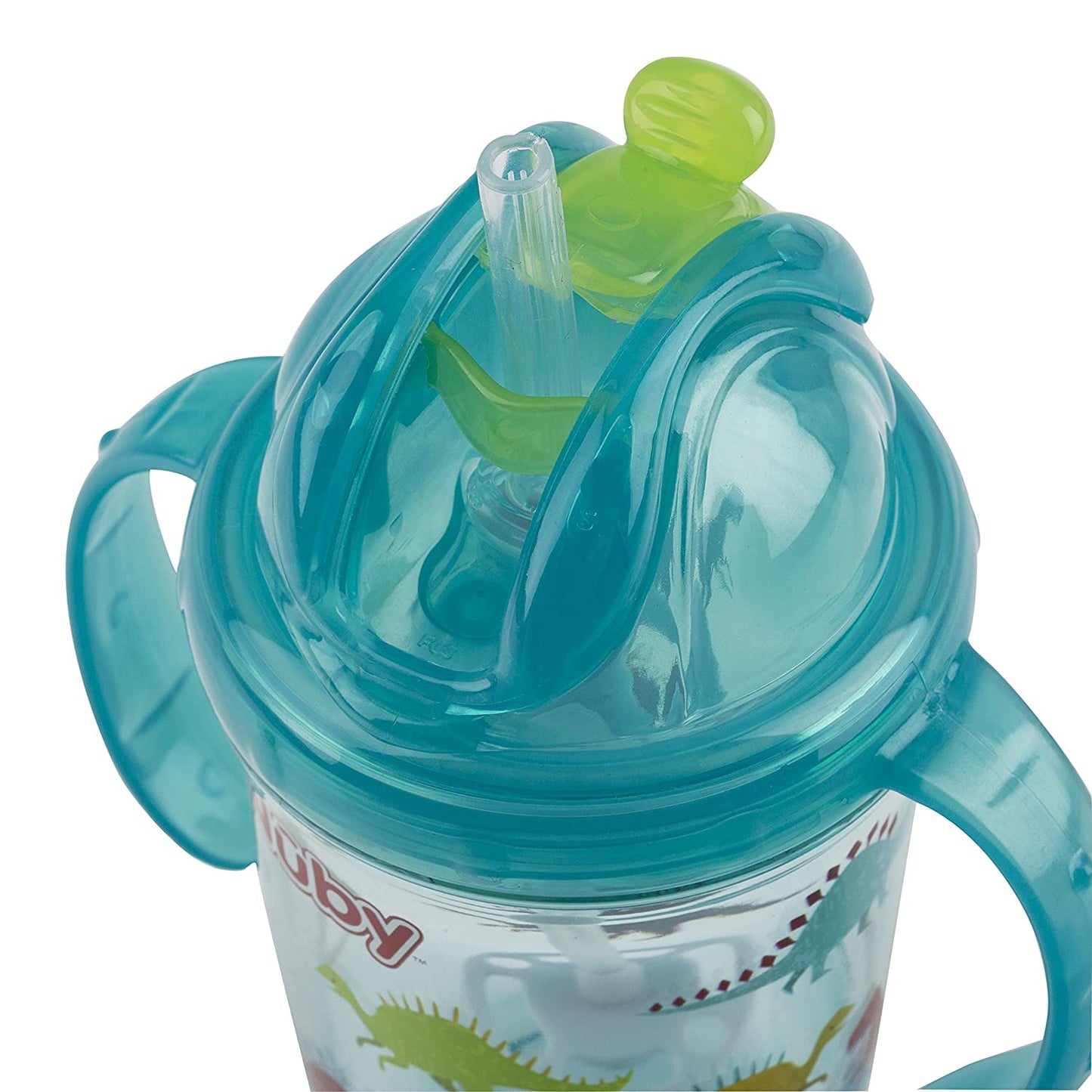 Nuby Tritan No Spill Flip N' Sip Twin Handle Printed Cup with 360 Weighted Straw