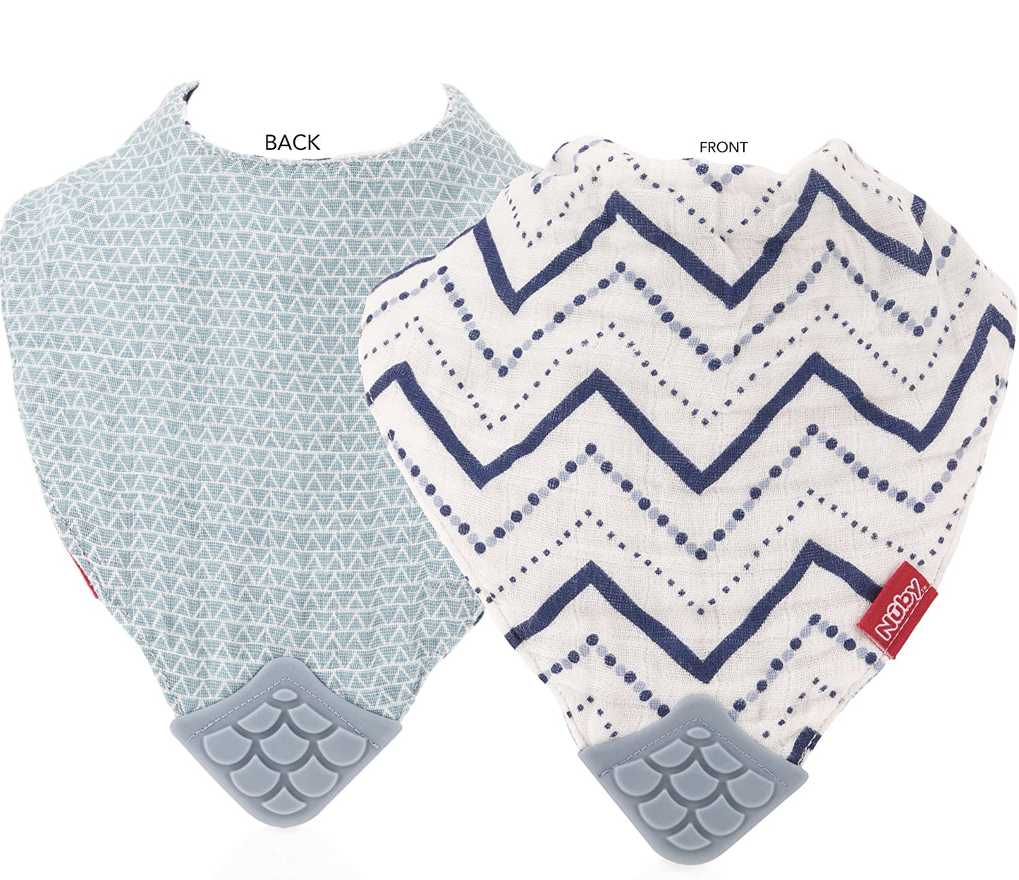 Nuby Reversible 100% Natural Cotton Muslin 3 Piece Teething Bib