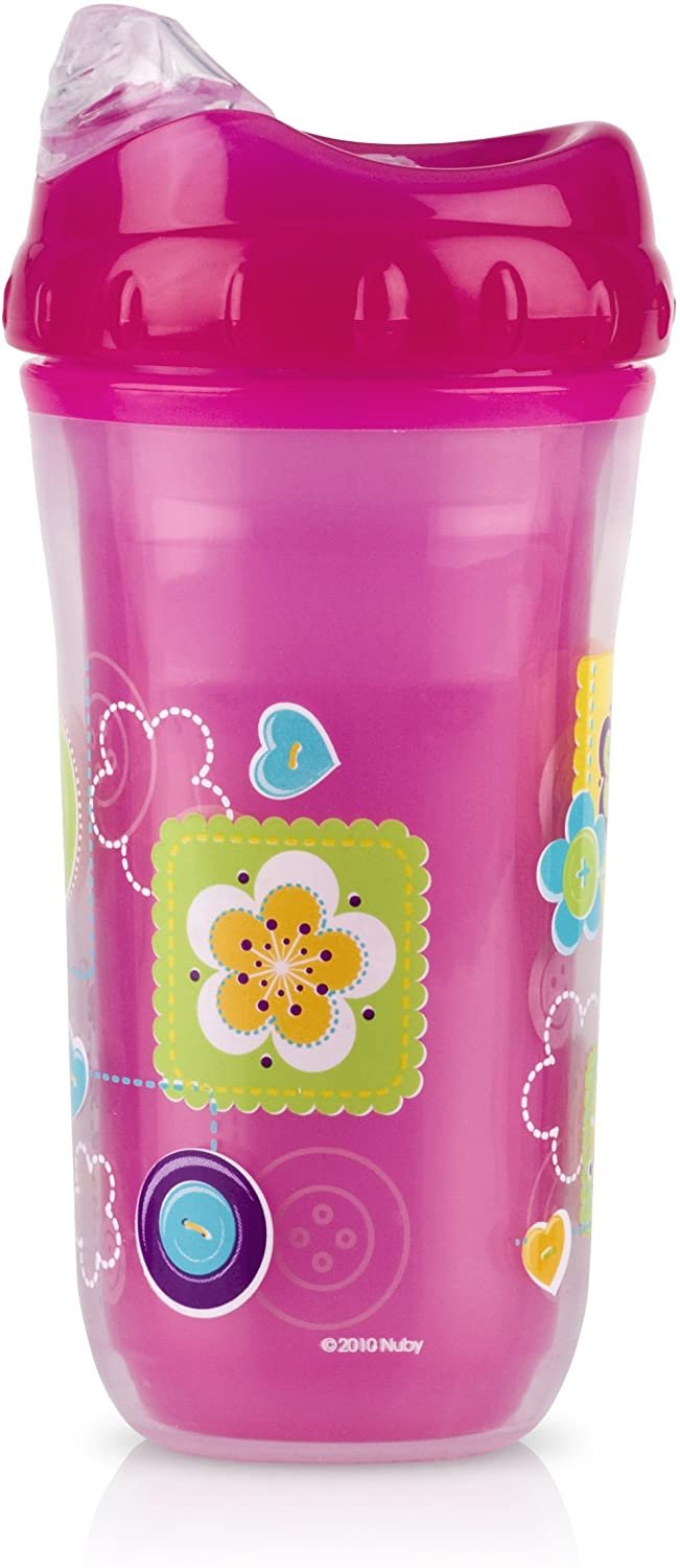 nuby no-spill insulated cool sipper, 9 ounce, colors may vary