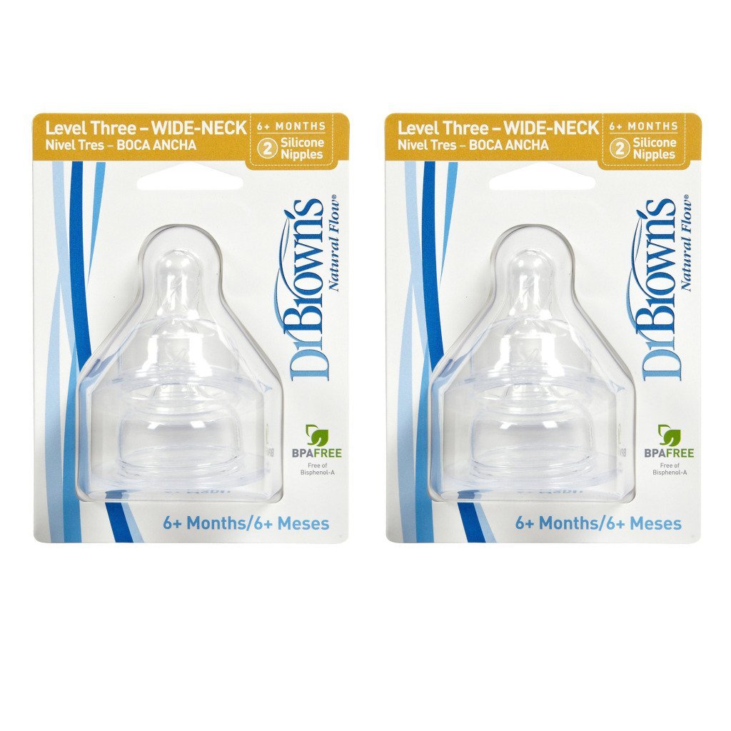 Dr. Brown`s Natural Flow Level 3 Wide Neck Nipple - 4 Nipples