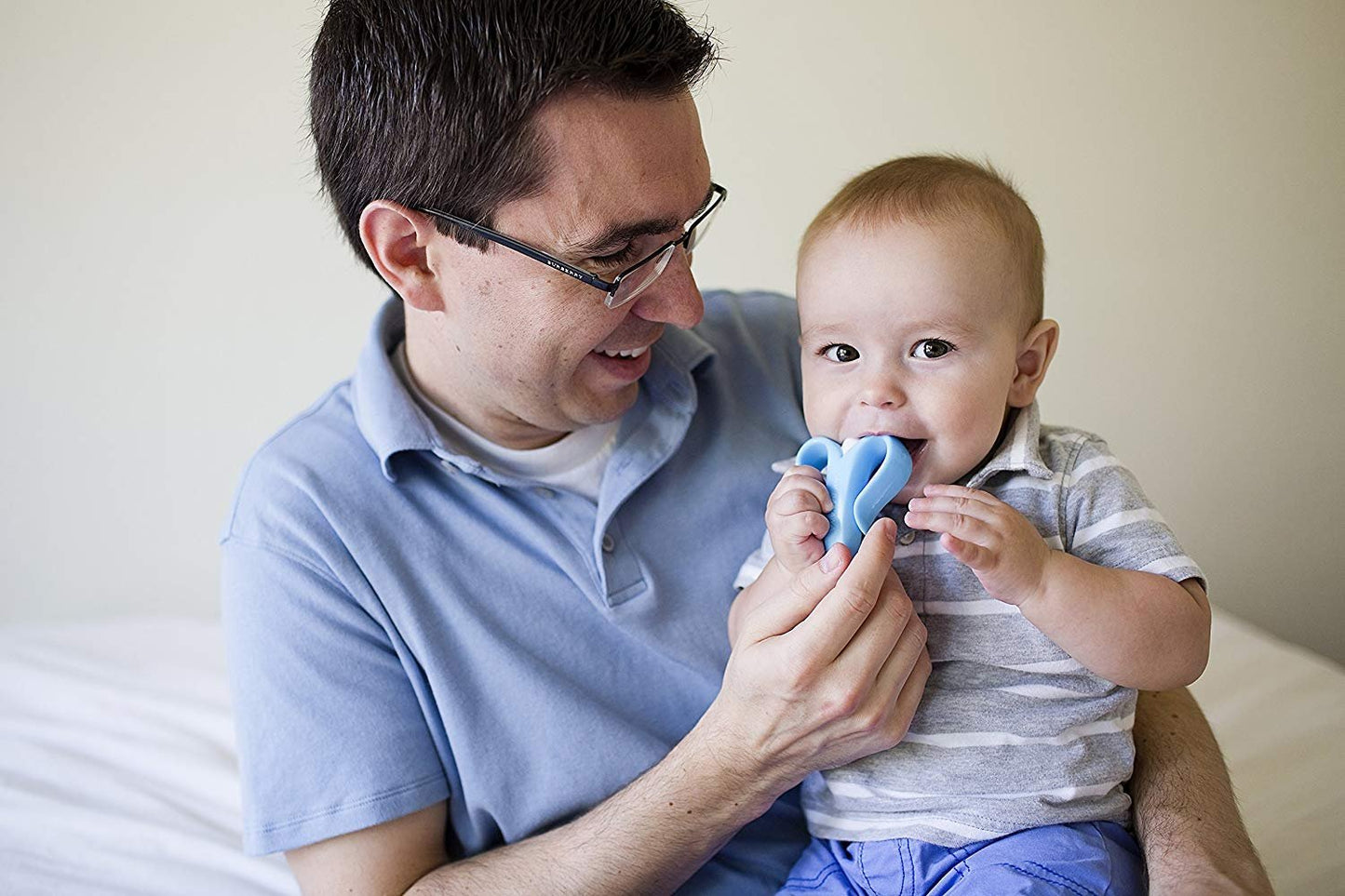 Baby Banana Infant Training Toothbrush and Teether, Blue Count of 2
