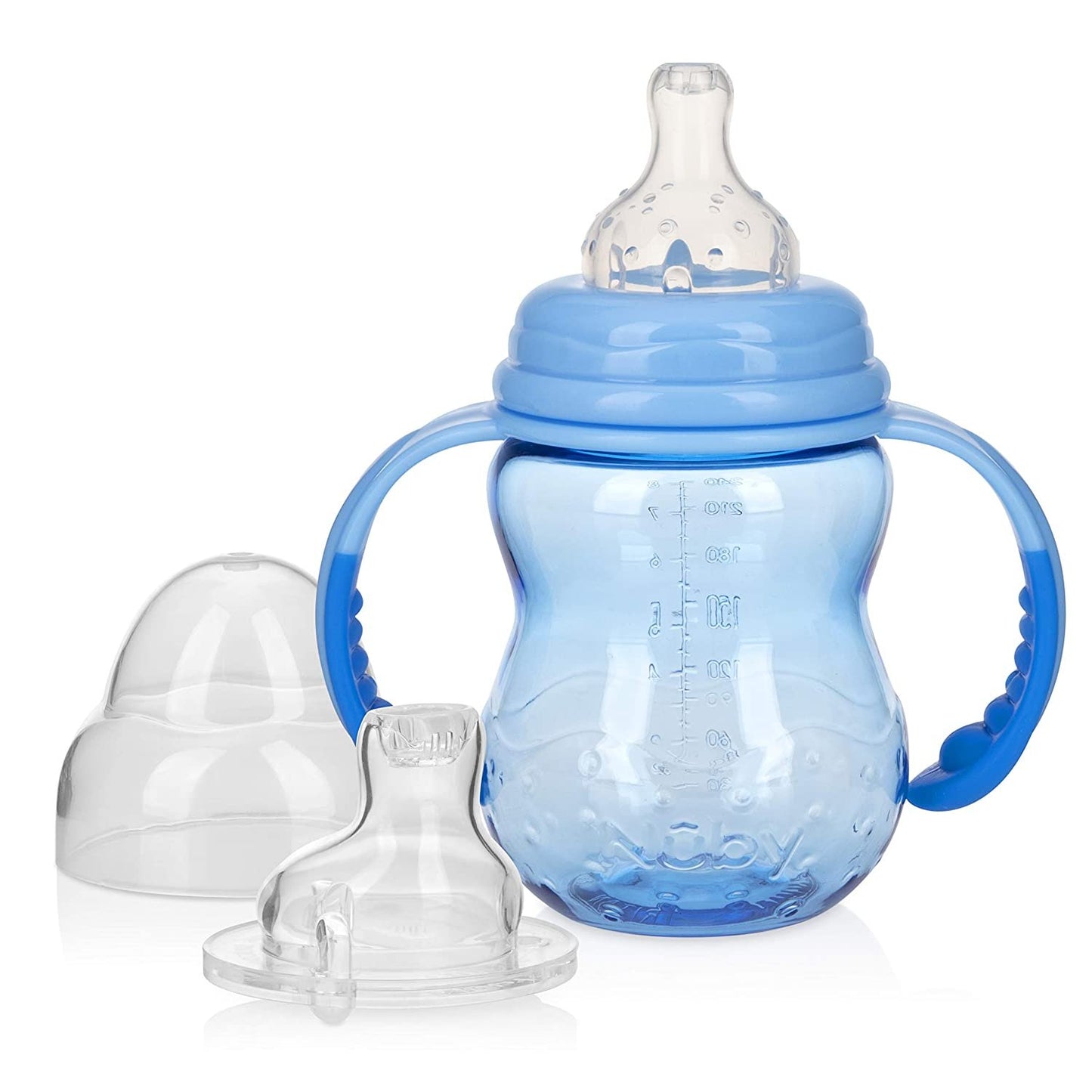 Nuby 3 Stage Tritan Wide Neck Grow with Me No-Spill Bottle to Cup, 8 Oz,