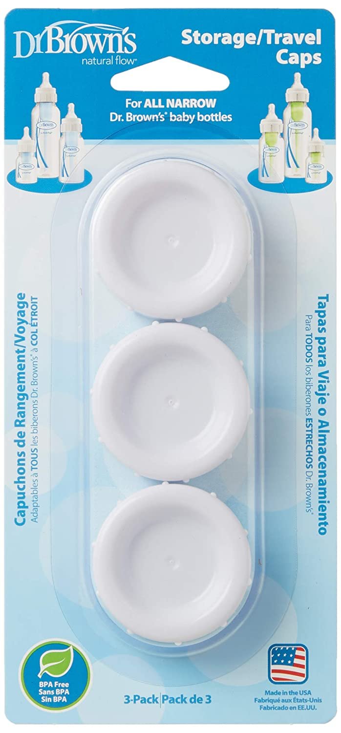 Dr. Brown's Travel and Storage Baby Bottle Caps for Natural Flow and Options+ Baby Bottles - 3pk - Narrow