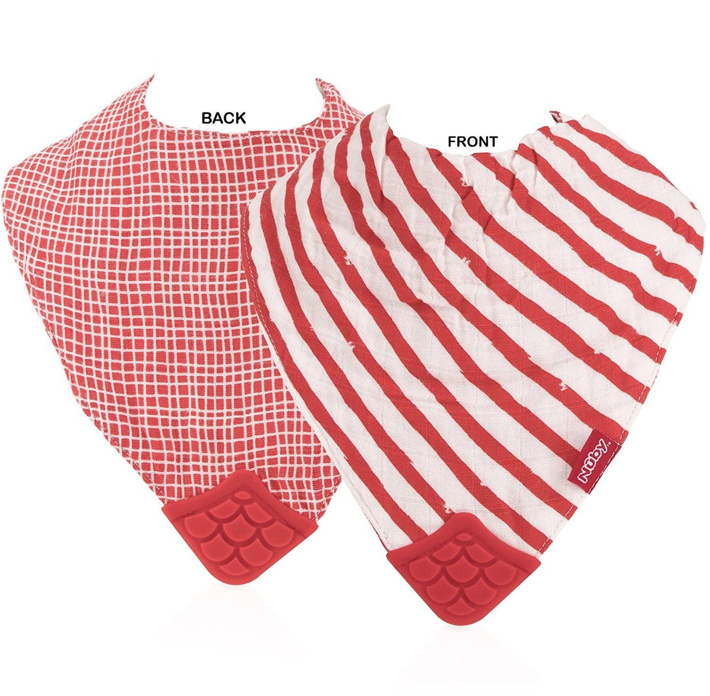 Nuby Reversible 100% Natural Cotton Muslin 2 Piece Teething Bib (Colors/Prints May Vary)