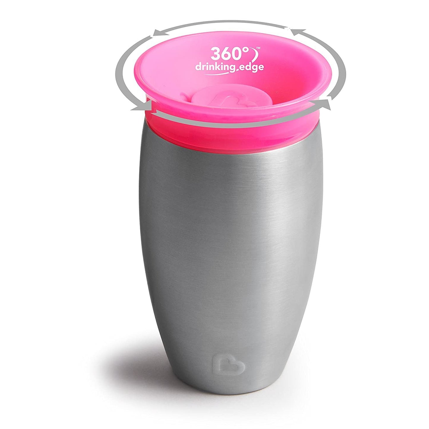 Munchkin Stainless Steel Miracle 360 10oz Sippy Cup, Pink