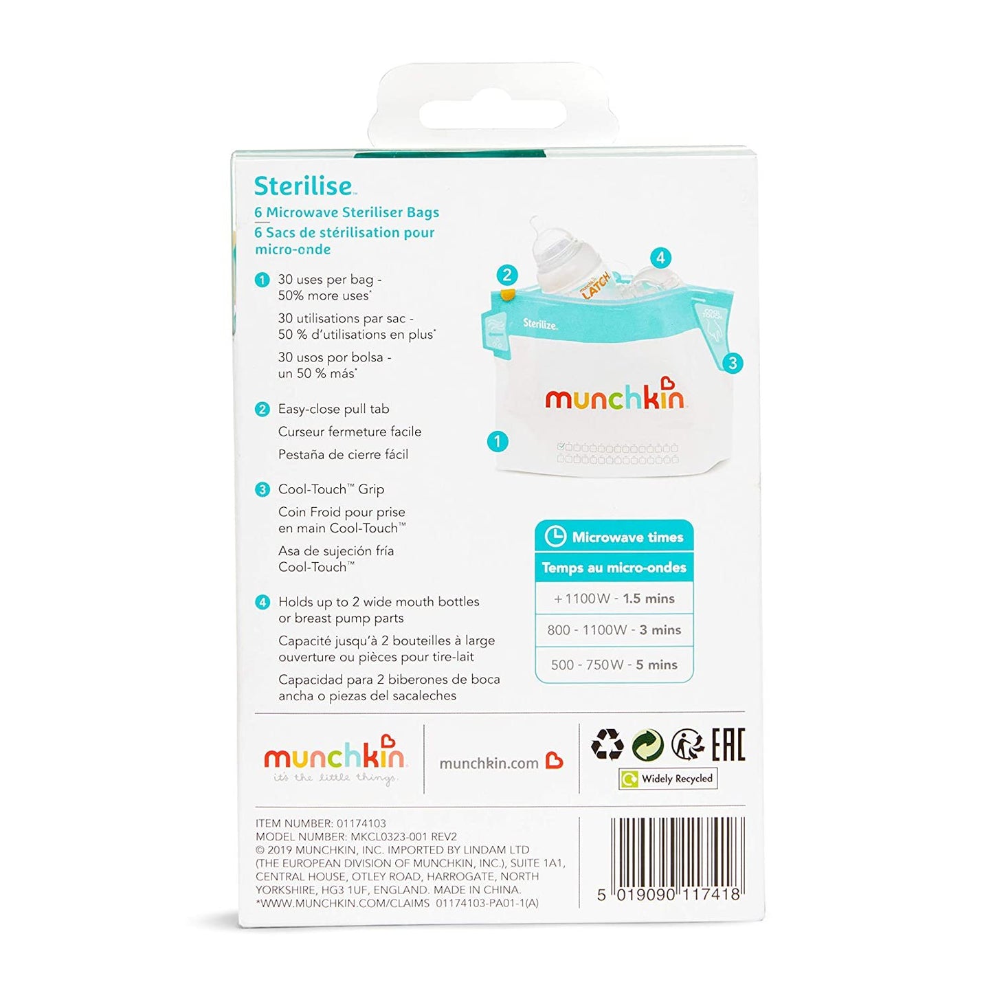 Munchkin LATCH Bottle Sterilizer Bags, 6 Pack