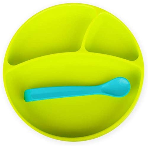 bblüv – Miäm Silicone Plate & Spoon Set, Lime