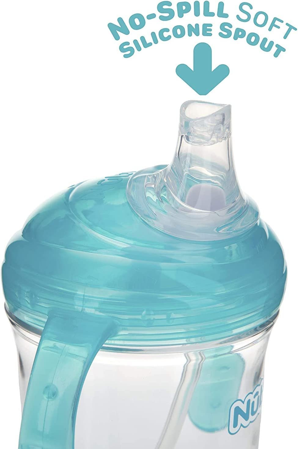 Nuby No Spill 360 Weighted Straw Grip N' Sip Tritan Cup with Hygienic Cover, 8 Oz, Trainer Cup