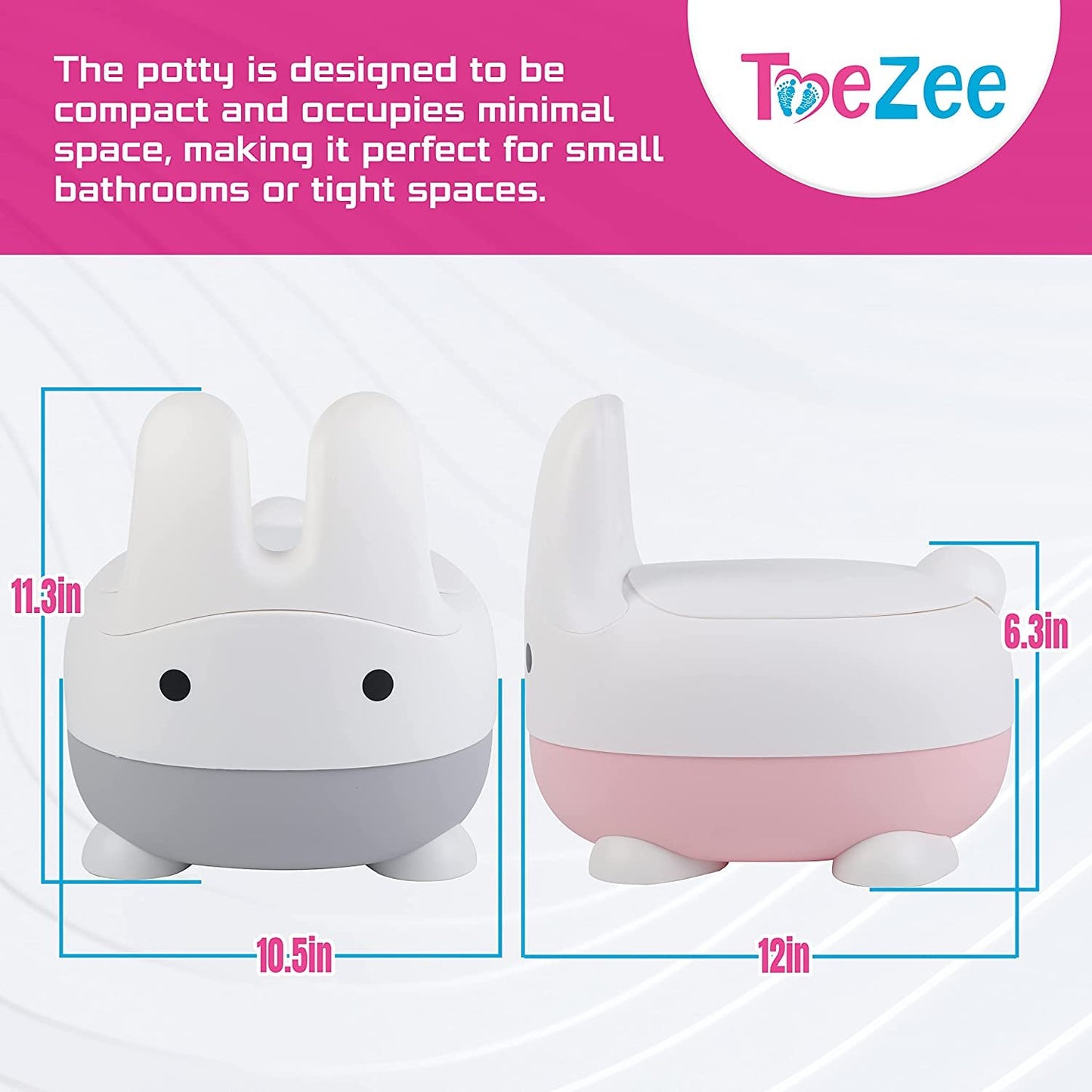 ToeZee Bunny Toddler Potty Training Toilet Seat - Comfortable Toddler Toilet Seat - Easy to Clean Removable Bowl - Non-Slip Kids Potty Chair - Toddler Potty Seat for Boys & Girls (Pink)