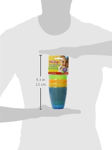 Nuby Fun Drinking Tumblers, Colors May Vary, 10 Oz, 4 Count
