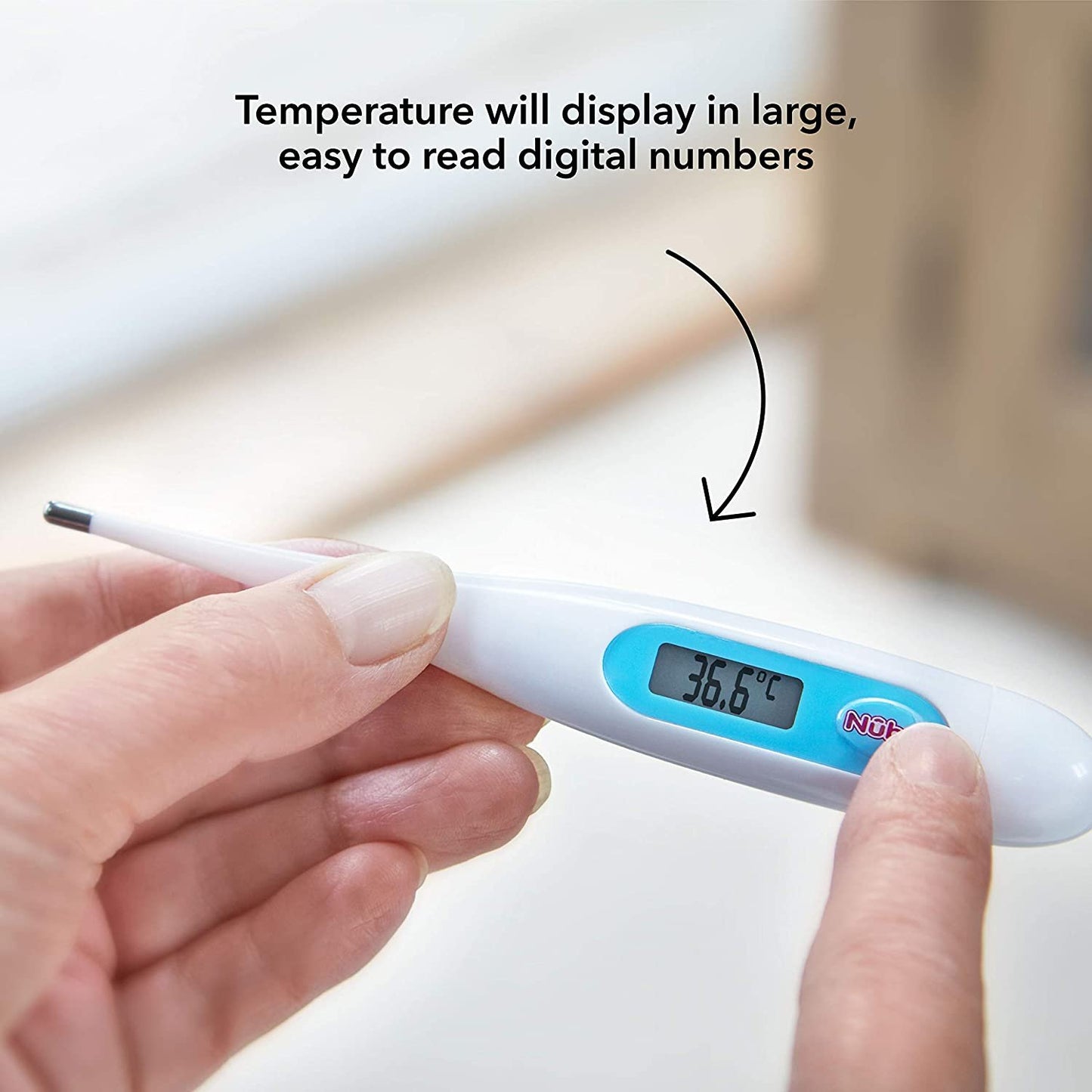 Nuby Digital Thermometer - Accurate Oral, Underarm & Rectal Use Thermometer with Hygienic Cover