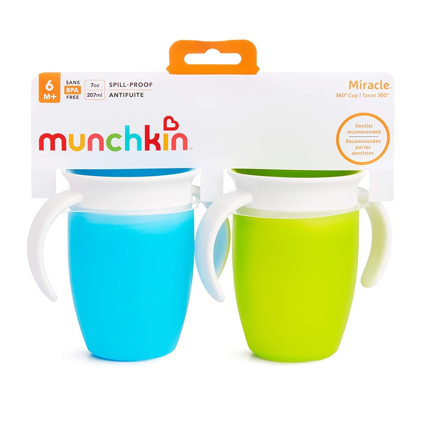 Munchkin Miracle 360 Trainer Spoutless Cup, 7oz, Pink/Purple, 2 Pack