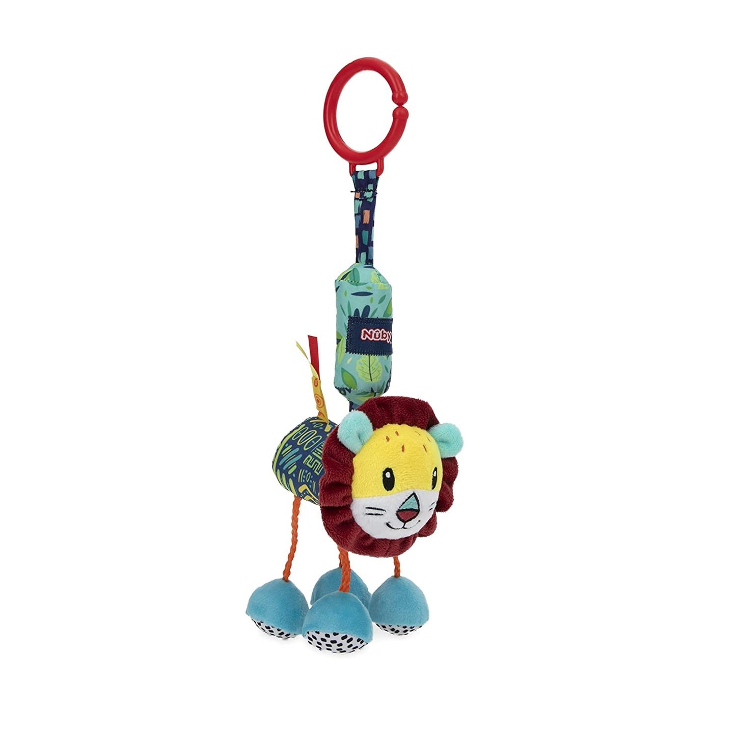 Nuby Safari Chimes Interactive Toy with Hidden Chime and Attachment Clip, Characters/Colors May Vary