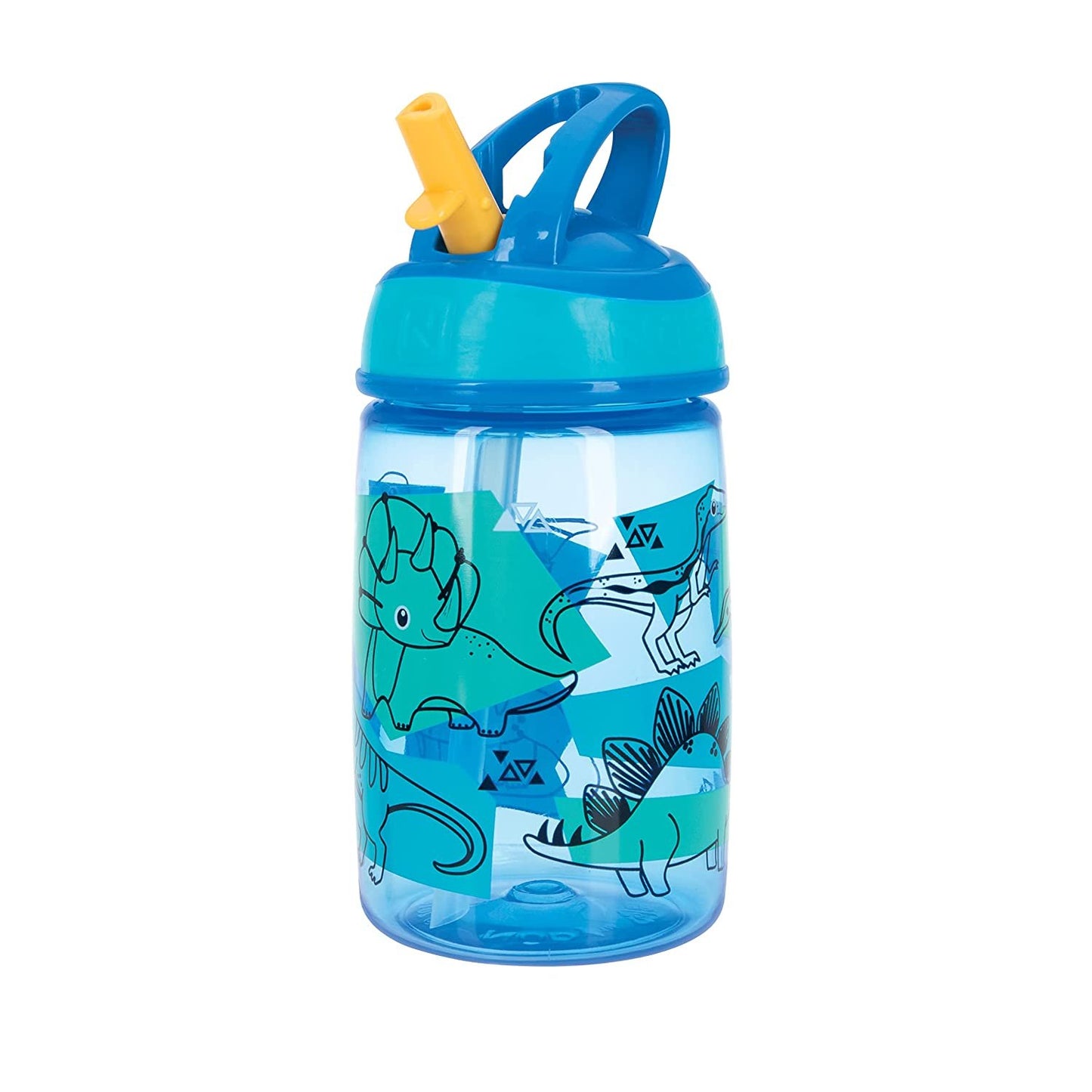 Nuby Flip-it Kids On-The-Go Printed Water Bottle with Bite Proof Hard Straw - 12oz / 360 ml, 18+ Months, 1pk Prints May Vary