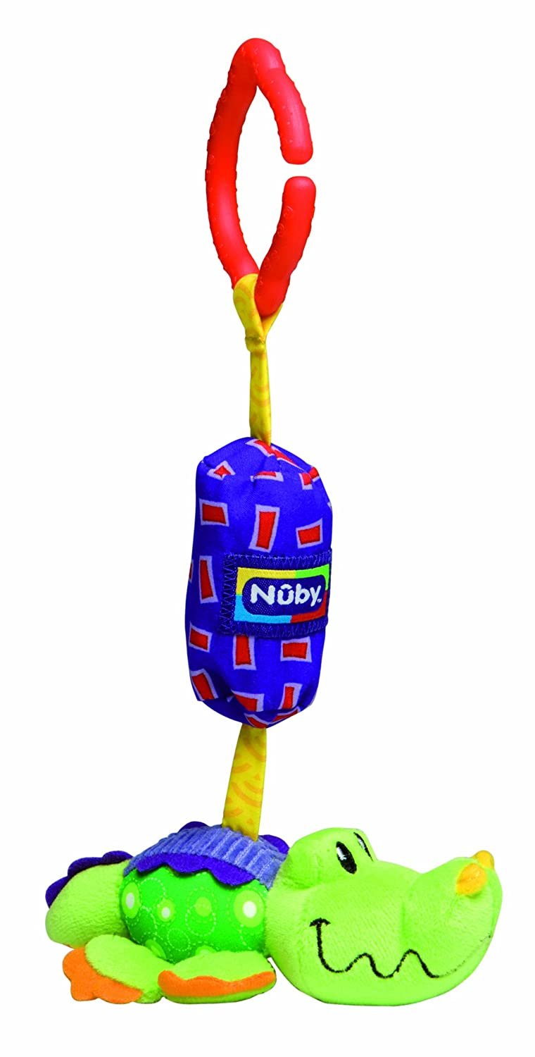 Nuby Safari Chimes Interactive Toy with Hidden Chime and Attachment Clip, Characters/Colors May Vary
