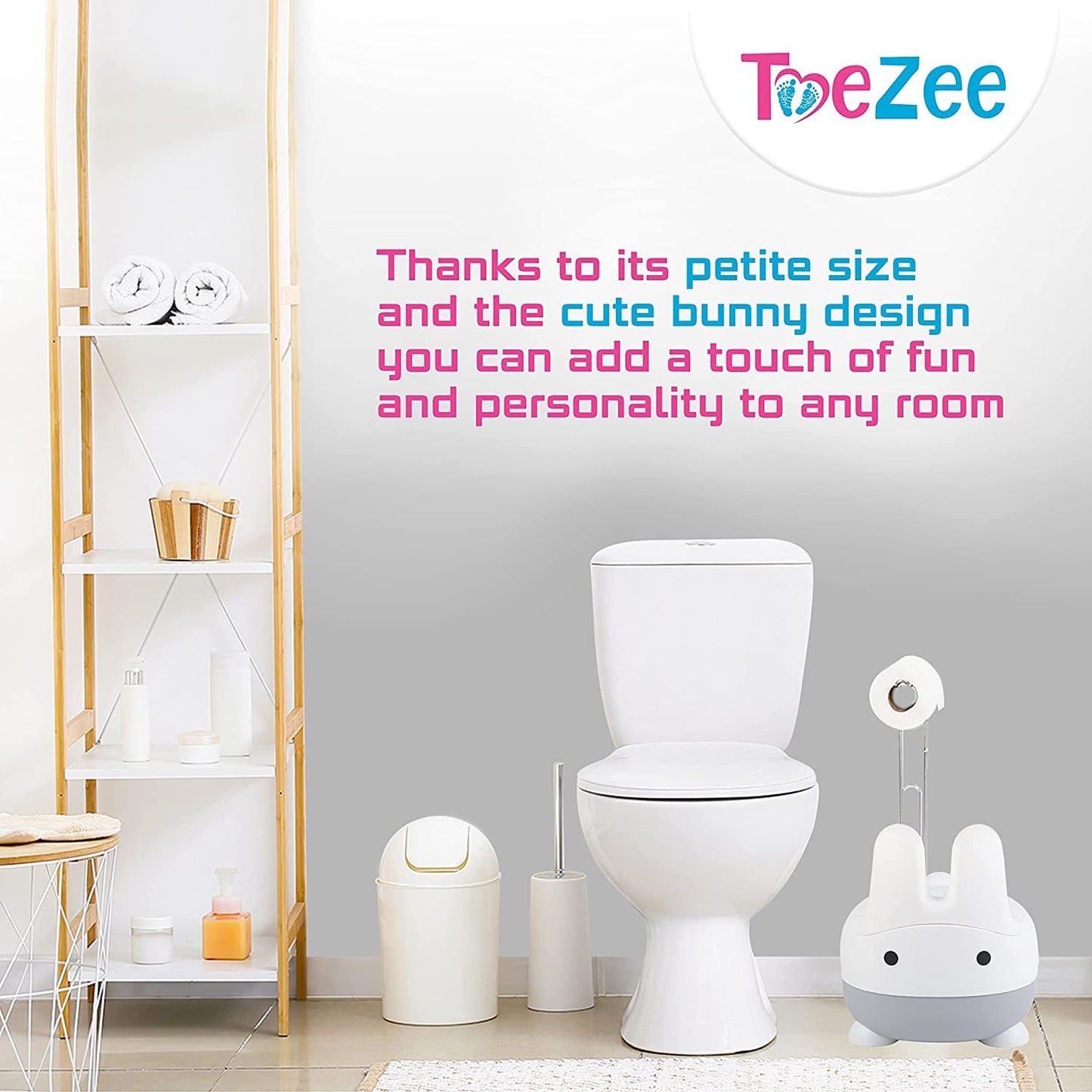 ToeZee Bunny Toddler Potty Training Toilet Seat - Comfortable Toddler Toilet Seat - Easy to Clean Removable Bowl - Non-Slip Kids Potty Chair - Toddler Potty Seat for Boys & Girls (Pink)