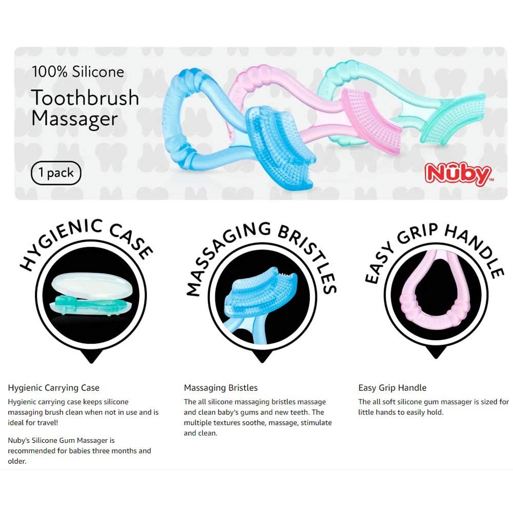 Nuby Silicone Gum Massager, Colors May Vary