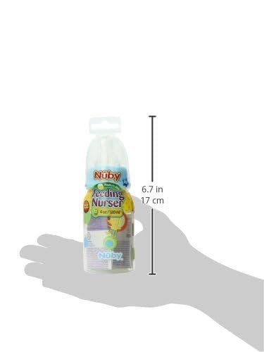 Baby Feeding - Nuby - 4oz Clear Printed Round Bottles (1 Only) Vary Color 1161