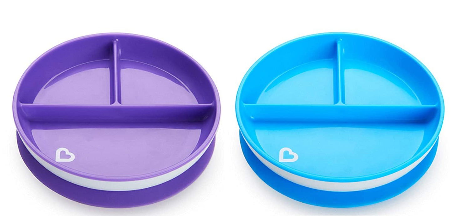 Munchkin Stay Put Divided Suction Plates 4 Pack (Pink/Purple/Blue/Green)